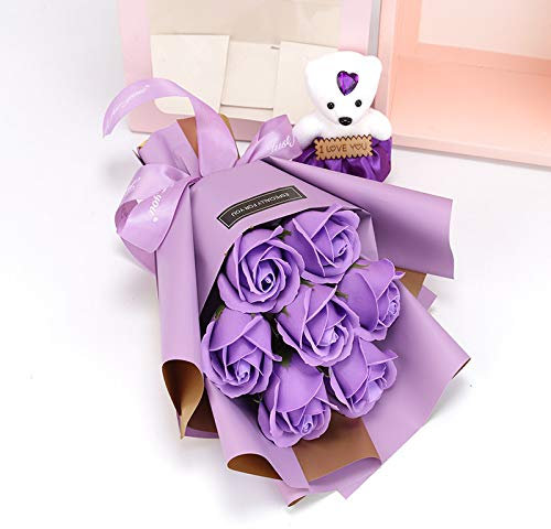 SHUBIAO Künstliche Rosen-Blumen-Blatt-Brautstrauß-Hochzeits-Hauptdekorations-Holz-Blumen for Hochzeit getrocknete Blumen (Color : Navy, Size : One Size)