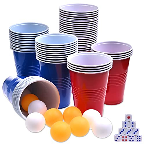 GOLDGE 60 Packs 16 Oz Plastic Party Cups Reusable in Red and Blue