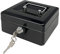Steel Cash Box with Key Lock, Metal Small Money Organizer with Money Tray,Cash Storage Box with Lockable Cover (Black-15 * 12 * 8 CM)