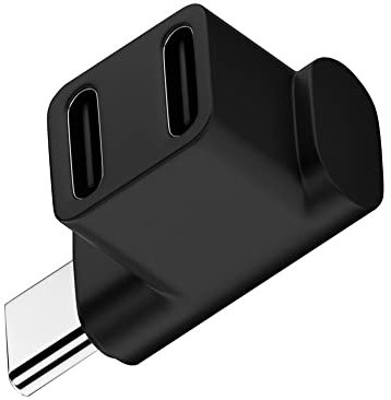 NFHK Adaptador divisor de datos de alimentación USB 3.0 tipo C macho a hembra dual de 10 Gbps, en ángulo, compatible con laptop Steam Deck