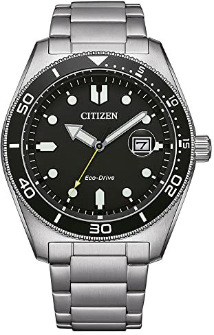 CITIZEN Herren Eco-Drive Solar Armbanduhr aus Edelstahl mit Edelstahl Band - AW1760-81E