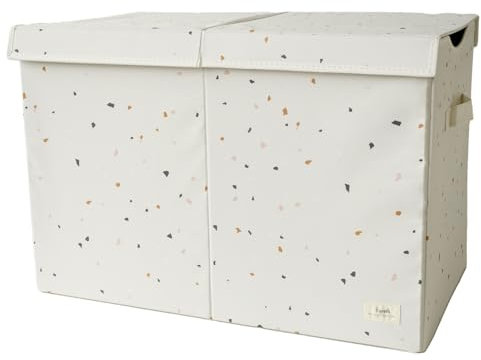 3 Sprouts Spielzeugkiste mit Deckel – Aufbewahrungsbox für Kinderzimmer, Spielzeugtruhe und Spielzeugbox für Kinder - Terrazzo Creme