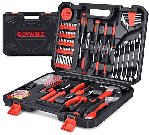 GoYwato Cassetta Attrezzi Completa 214-PCS - Cassetta Attrezzi Set Attrezzi da Lavoro Fai da te Strumenti Valigetta Attrezzi Portatile Cacciaviti Cricchetto Pinze Riparazioni Quotidiane Casa Ufficio