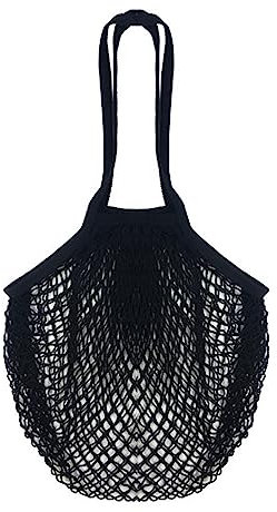 Mesh Bag Reusable Washable Foldable Cotton Thread Fruit Vegetable Bag Groceries Net Shopping Bag Kitchen Gadget Valentine's Day/Mother's Day/Christmas/Birthday Gifts (Black)