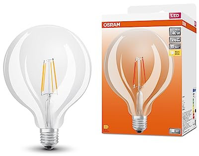 OSRAM LED Star Globe125 LED Lampe für E27 Sockel, Globe-Form, Filament-Optik, 470 Lumen, warmweiß (2700K), Ersatz für herkömmliche 40W Glühbirnen, nicht dimmbar, 1er-Pack