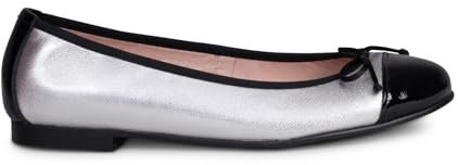 miMaO Nicolle – Bailarina Plana con Puntera Charol, Plata, Otoño Invierno, EU 36