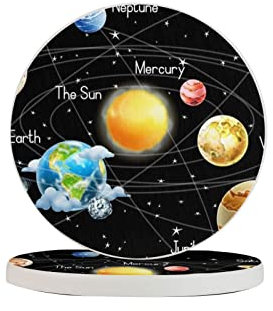 Planeten Sterne Kieselgur Tasse Untersetzer Getränkeuntersetzer rutschfeste Tassen Platzsets Tabletop Schutz Pad Kleine Pflanzschale Zwei Stück