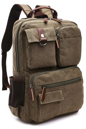XINYASEE Vintage Mochila de lona para portátil, Mochila Senderismo Camping Colegio Retro High School Vintage Mochila Colegio 16 Laptop Bolsa de viaje de los hombres Escuela Camping (verde)
