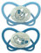 nip - Butterfly Night | 5-18 Monate | 2er Pack | Stillfreundlicher, zahnfreundlicher Babyschnuller mit Leuchtknopf inkl. Schnullerbox. Nachhaltiger Schnuller mit weichem Silikonsauger, Hellblau/Blau