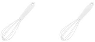 2er-Set Silikon-Schneebesen, Küchenhelfer, kratzfest, Mixer, Eierschlägel, Aufschäumen, Weiß, 17 x 4 x 4 cm