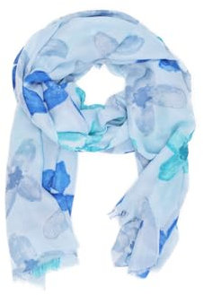 QUEEN HELENA SC025 Leichter Schal Schal Feine gemusterte Stola Casual Elegant Damen, blau, Einheitsgröße