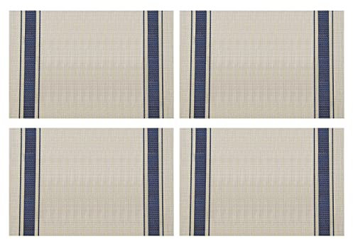 Tischsets, 4er-Set, wärmende Tischsets und schmutzabweisende, rutschfeste, waschbare Tischsets für Küche, Esszimmer, 45 x 30 cm, Bierdeckel-Baum (blau, Einheitsgröße)