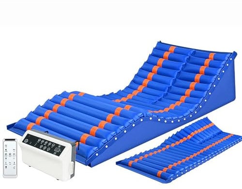 RVUEM Anti Dekubitus Matratze,Wechseldruckmatratze,Medizinische Luftmatratze,Vorbeugung Und Behandlung Von Druckwunden,Wunden Und GeschwüRen,FüR Krankenhausbett Oder Heimbett,Blau,T06C