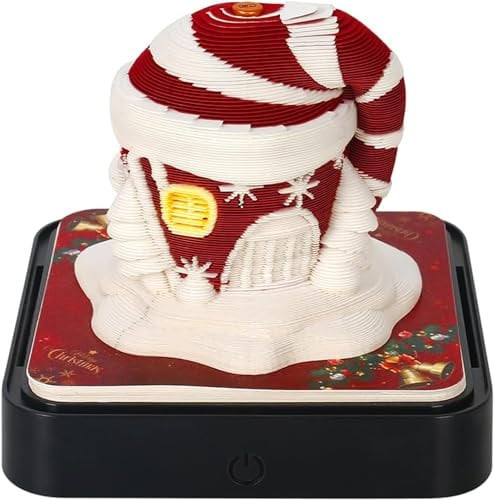 Selbstklebende Notizzettel 3D-Kalender for Abreißen 2024, 3D-Kalender Panda-Notizblockpapier, DIY kreative 3D-Haftnotizen, Geschenk for Büro-Schreibtisch-Dekoration (Panda) (Color : Christmas house,