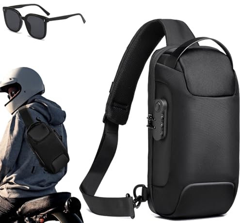 Rotateepic Sling Bag,New Carbon Fiber Streamline Anti-Theft Sling Bag,Crossbody Bag Anti Theft Sling Bag,Mens Crossbody Bag Anti Theft Locking Zipper (Black)