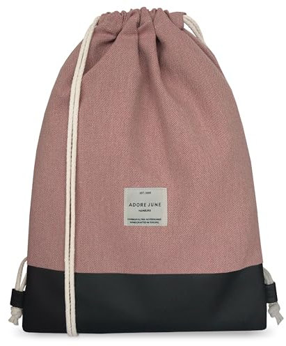 Adore June Turnbeutel Rosa - Lenn - Für Damen & Herren gefertigt in Europa, Sportbeutel, Kordelzug, Innentasche, Wasserabweisend, Recycelte Stoffe