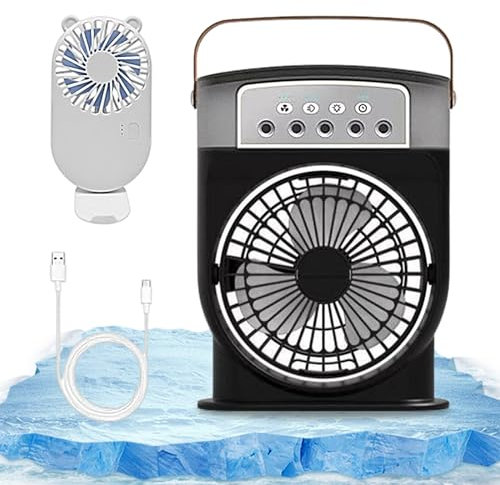 Polarlux Air Cooler, Polarlux Air Conditioner, Polarlux Ice Fan, Polar Lux Ice Fan, Polar Lux Air Conditioner, Portable Air Conditioner Fan, with 3 Wind Speed & 7 Colors Led Light (Black)