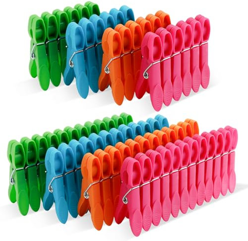 Lot de 72 pinces à linge colorées - Pinces à linge solides en plastique