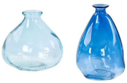 2er Set Mini Vase Blau Transparent Glas Dekovase Blumenvase Tischdeko Glasvase Blumendeko