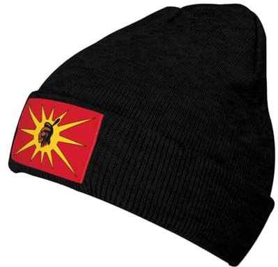 Strickmütze Flagge Der Mohawk-Kriegergesellschaft Beanie Mütze Weich Beanie Hut Unisex Cuffed Hats Für Running Camping Wandern