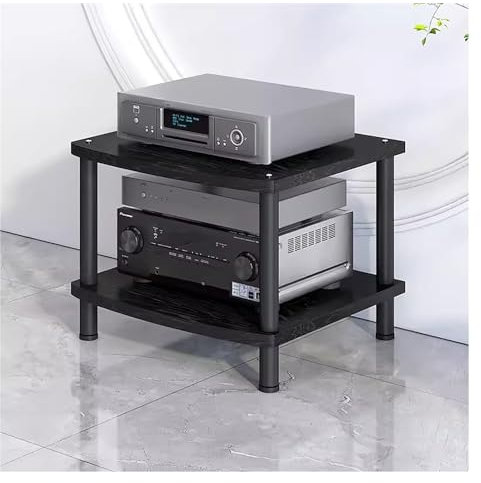 2/3/4-stufiges HiFi-Audio-Rack-Regal aus Metall und Holz, AV-Komponenten-Medienständer, Stereoschrank für Verstärker/Plattenspieler/Stereo-Receiver, Organizer für Audio-Video-Geräte (schwarz