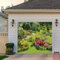 Leyiyi 2,1 x 2,4 m Garten Garagentor Dekoration Banner Frühling Sommer Park Bunte Blumen Grünpflanzen Grasland Garten Natur Landschaft Garage Hintergrund für Teeparty Indoor Outdoor Wand Tür Haus