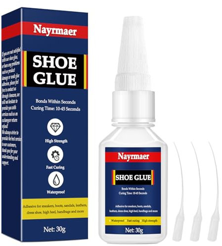 30g Shoe Glue, Adhesive Sole Repair Waterproof, Superglue for Shoes, Sneakers, Boots, Sandals, High Heels, Leathers, Handbags and More