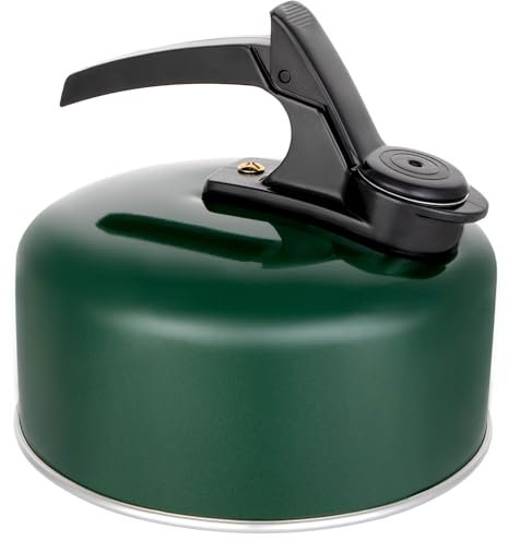 2-Litre Green Whistling Kettle – Aluminium Stovetop Tea Kettle – Lightweight Camping Kettle with Ergonomic Handle – Durable and Portable