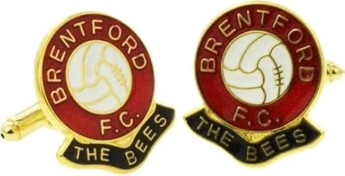 Football Coloured Enamel Cufflinks Brentford