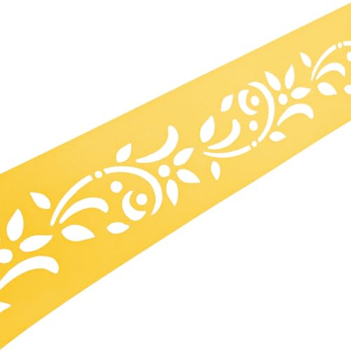 zaun|zu Premium dekor Floral #1 | Sichtschutzstreifen mit Lasermuster für Doppelstabzaun | Sichtschutz | Polypropylen | Made in Germany | UV-Stabil | modernes Design | Höhe 19cm Gelb 2,55m
