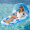 SLOOSH Wasser Pool Luftmatratze für Erwachsene, Aufblasbare Pool-Flöße, Schwimmflöße mit Sonnendach, Schwimmsessel mit Getränkehaltern und Fußstütze, Tanning Pool für Sommerparty (Blau)