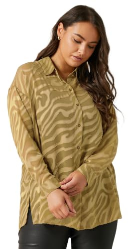 EVANS Curve Zebra Burnout Shirt - Women's - Plus Size Curve Green