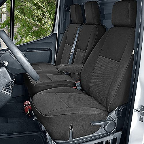 pitshop24 Front Sitzbezüge Sitzschoner 1 + 2 Fahrersitzbezug Beifahrer-Doppelbank kompatibel mit Ford für den Transit Connect II ab 2014