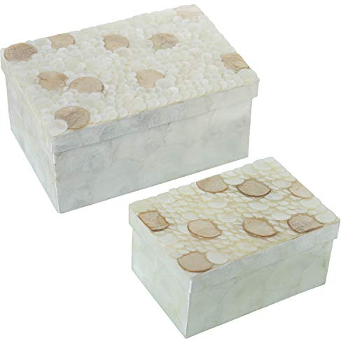 SET 2 CAJAS NÁCAR RECTANGULARCÍRCULOS NATURAL/TOSTADO_21X14X10+16X11X8CM
