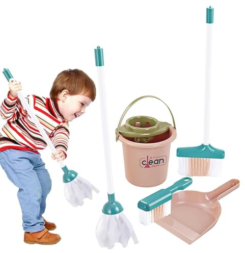 Conjunto genérico de escoba y fregona para niños pequeños juguetes de limpieza para niños pequeños conjunto de escoba y fregona para escoba | y kit de limpieza para pequeños enf
