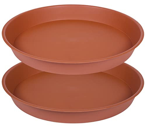 Bleuhome 2 Pack of 12 inch Plant Saucer, Bird Bath Bowl 12 inch, Plant Tray for Pots, Flower Plant Saucers for Indoors, Plant Trays for Planter 11/12 (12 inch, Terracotta)