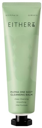 EITHER& PAPHA One Shot Cleansing Balm, Korean 2-in-1 Melting Makeup Remover & Gentle Oil-to-Milk Cleanser with Papaya Enzyme & PHA, Hydrating & Smoothing (2.70 fl. oz.)