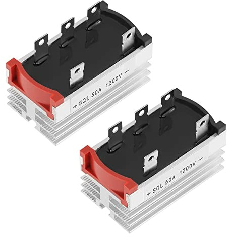 Fockety Brückengleichrichter, 3-Phasen-Dioden, 50 A, 1200 V, Aluminium für Haltbarkeitsoptimierung, Bequeme Installation, 2 Stück