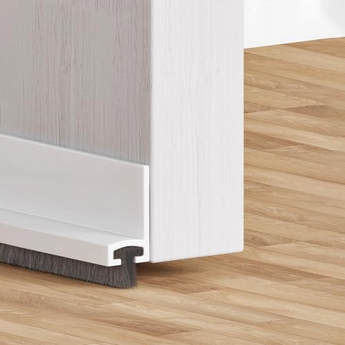SoeUyd Paraspifferi Sottoporta Blindata, Guarnizione a Spazzola per Porte, Bianco Paraspifferi per Porte 100cm, per L'isolamento Termico e Acustico, Adatto per Camere da Letto e Soggiorni
