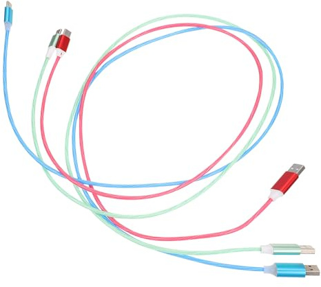 Lot de 3 Câbles USB Type C LED Vert, Charge Rapide TPE | Lumière LED Visible, Effet Lumineux Fluide, Usage pour Appareils USB et Tablettes, Format 3 Pièces