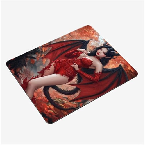 Tapis de Souris Gamer 240x200x3mm, Tapis Souris Rouge sous Main Bureau Sexy Mouse Pad Imperméable, avec Base en Caoutchouc, avec Bord Cousu Mousepad, Portable Gaming Accessoire Bureau Cadeaux S0-1419