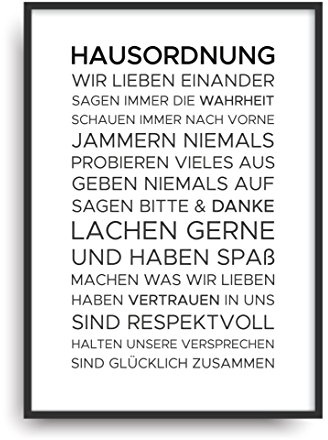 ALEMARG Kunstdruck Fine Art HAUSORDNUNG 2 Geschenk Moderne Vintage Poster Print Plakat Deko Bild ungerahmt DIN A4