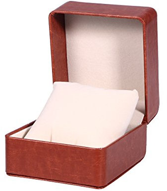NICERIO Uhrenbox, Premium PU Single Grid Armband Box Geschenkbox Schmuckschatulle mit Kissen, ideal für Weihnachten Neujahr Geburtstagsgeschenk(Kaffee)