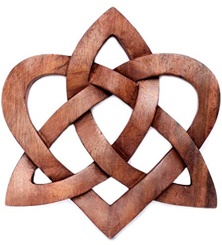 Windalf Celtic Holzbild MIA Ø 23 cm Keltischer Liebesknoten Herz Wanddeko Handarbeit aus Holz