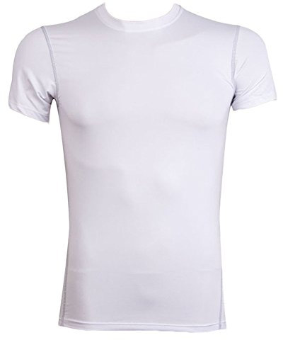 Men's Short Sleeve Compression Base Layer Under Top Sport Performance Fitness Shirt White S