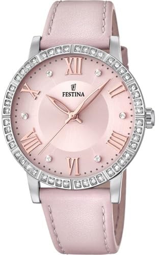 Festina Damen Analog Quarz Smart Watch Armbanduhr mit Leder Armband F20412/2