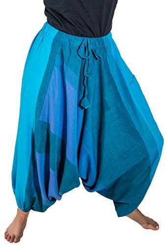 Kunst und Magie Unisex Haremshose OneSize mehrfahrbig, Farbe:Türkis/Blau, Größe:One Size