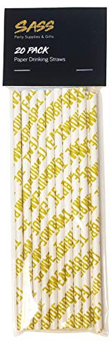 Hen Party Paper Drinking Straws - Pack of 20 White & Gold Team Bride - Eco Friendly