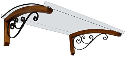 BELLHOUSE COPERTURE Auvent en Bois Modèle Legno Riccio Teck P 90 H 42 L 150 CM - Transparent