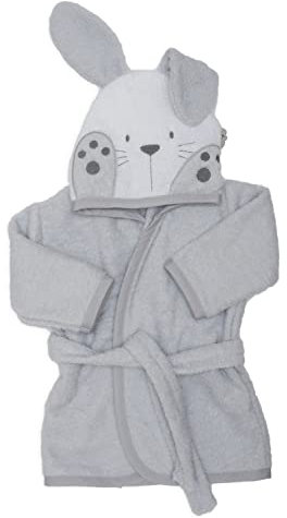 Ti TIN Accappatoio con Cappuccio Per Bambini | 100% Cotone Morbido e Assorbente con Orecchie Di Coniglietto Grigio, Taglia 6 o 9 mesi